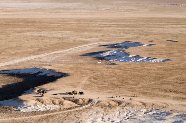 Çarpıcı Mangystau manzarası, Kazakistan. Kaya tepeleri manzaralı, Bozzhira vadisi. Orta Asya simgesi