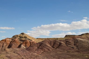 Desertic Hills manzarası, Mangystau bölgesi, Kazakistan. Çöl manzarası