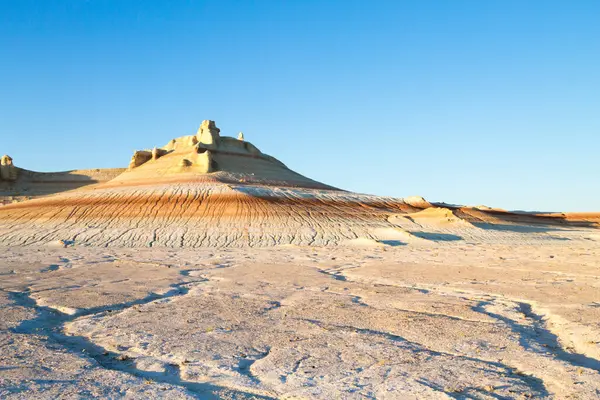 stock image Mangystau desert landmark, Kyzylkup area, Kazakhstan. Rock strata formations