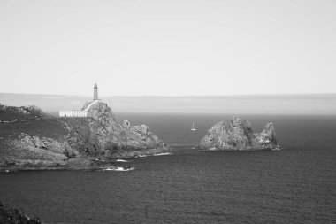 Vilan Burnu yolu, Galiçya, İspanya. İspanyol güzel kıyı şeridi.