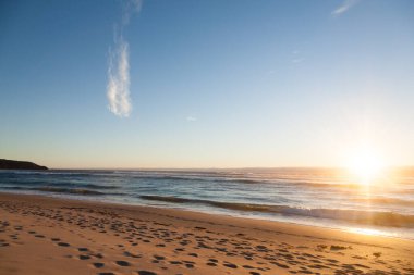 Galiçya plaj manzarası, Galiçya, İspanya. Rostro plajı yap. İspanyol manzarası
