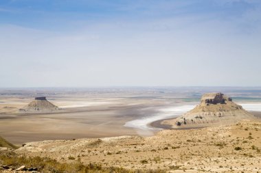 Karyn Zharyk depresyon manzarası, Mangystau bölgesi, Kazakistan. Orta Asya manzarası