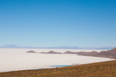 Salar de Uyuni, Bolivya. Dünyadaki en büyük tuz düzlüğü. Bolivya manzarası