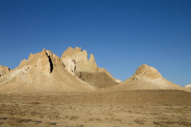 Airakty Shomanai Dağları manzarası, Mangystau bölgesi, Kazakistan. Orta Asya seyahati