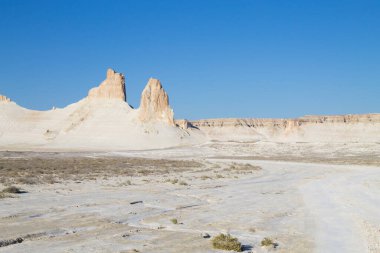 Rock pinnacles in Bozzhira valley view, Kazakhstan. Central asia landmark clipart