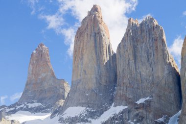 Las Torres üssü, Torres del Paine, Şili. Şili Patagonya manzarası.