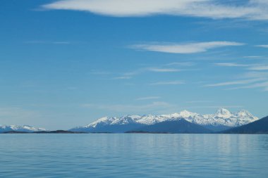 Beagle Kanalı 'nda seyrüsefer, Arjantin manzarası. Tierra del Fuego