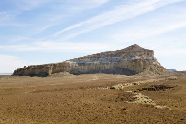 Airakty Shomanai Dağları manzarası, Mangystau bölgesi, Kazakistan. Orta Asya seyahati