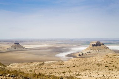 Karyn Zharyk depresyon manzarası, Mangystau bölgesi, Kazakistan. Orta Asya manzarası