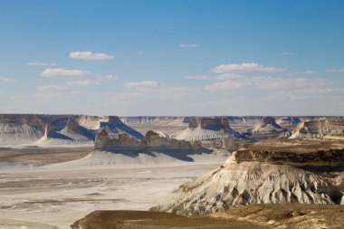 Bozzhira valley aerial view, Mangystau region, Kazakhstan. Beautiful central asia landmark clipart