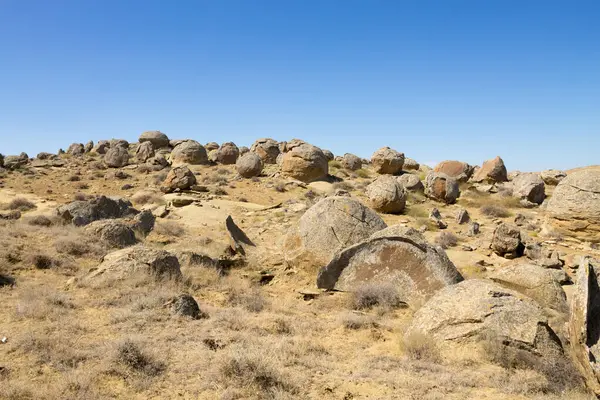 stock image Valley of the spheres, Torysh, Mangystau region, Kazakhstan. Torysh geomorphosite