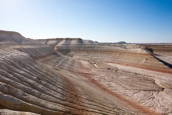 stock image Mangystau desert landmark, Kyzylkup area, Kazakhstan. Rock strata formations