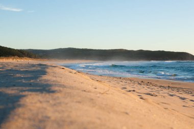Galiçya plaj manzarası, Galiçya, İspanya. Rostro plajı yap. İspanyol manzarası