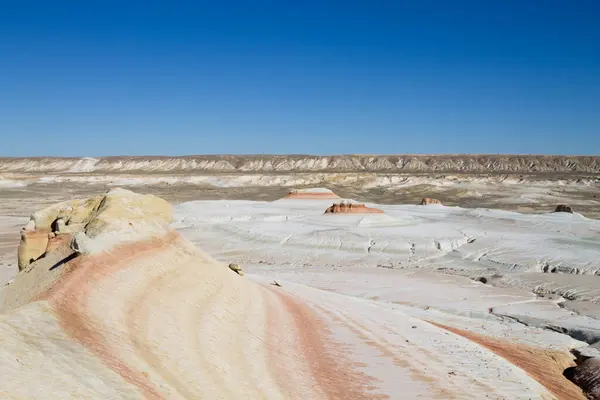 stock image Mangystau desert landmark, Kyzylkup area, Kazakhstan. Rock strata formations