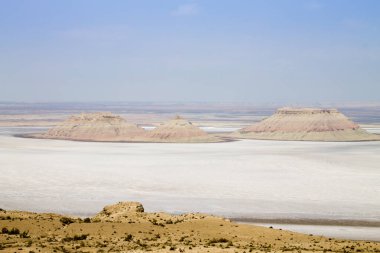 Karyn Zharyk depression view, Mangystau region, Kazakhstan. Central asia landscape clipart