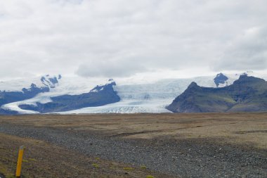 İzlanda Buzulu. Vatnajokull buzulun görünümü, Güney İzlanda manzara.
