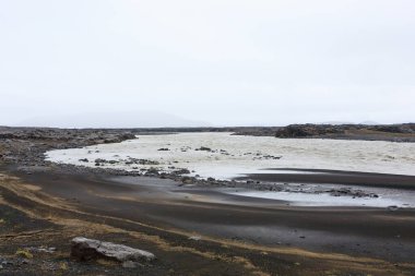 Askja yolu boyunca İzlanda manzarası. İzlanda Panoramasını Terk Et