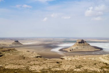 Karyn Zharyk depresyon manzarası, Mangystau bölgesi, Kazakistan. Orta Asya manzarası