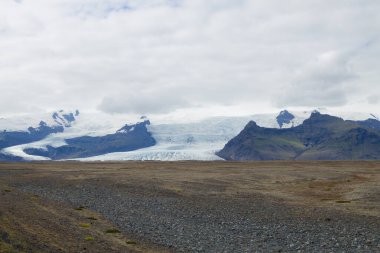 İzlanda Buzulu. Vatnajokull buzulun görünümü, Güney İzlanda manzara.
