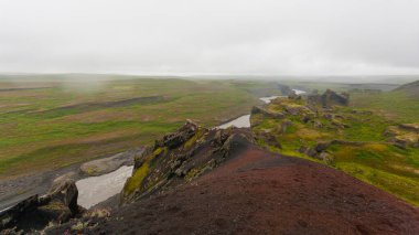 İzlanda manzara. Jokulsargljufur Milli Parkı yağmur bir günde, İzlanda