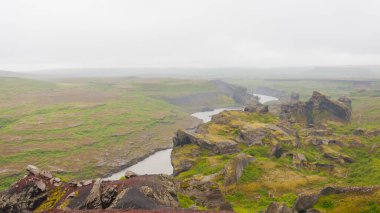 Iceland landscape. Jokulsargljufur National Park on a raining day, Iceland clipart