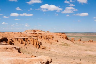 Flaming Cliffs rocks landscape, Mongolia. Gobi desert area clipart