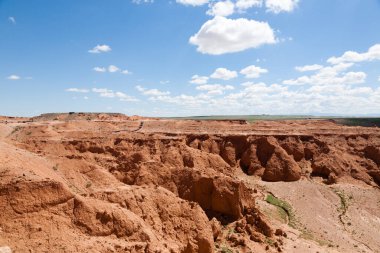 Flaming Cliffs rocks landscape, Mongolia. Gobi desert area clipart