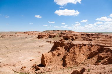 Flaming Cliffs rocks landscape, Mongolia. Gobi desert area clipart