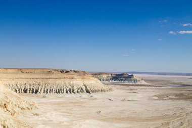 Beautiful Mangystau landscape, Kazakhstan. Bozzhira valley aerial view. Central asia landmark clipart