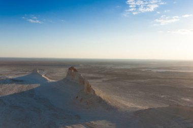 Beautiful Mangystau landscape, Kazakhstan. Ak Orpa pinnacles view, Bozzhira valley. Central asia landmark clipart