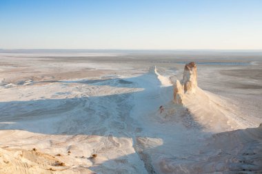 Beautiful Mangystau landscape, Kazakhstan. Ak Orpa pinnacles view, Bozzhira valley. Central asia landmark clipart