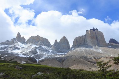 Fransız Vadisi manzarası, Torres del Paine Ulusal Parkı, Şili. Cuernos del Paine. Şili Patagonya