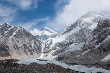 Trekking path from Gorak Shep to Everest base camp, Nepal. Everest view