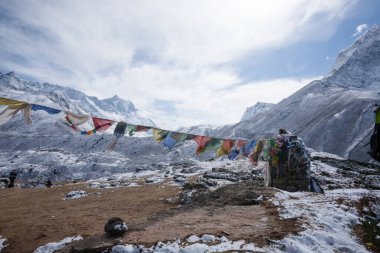 Pheriche kasabasından manzara, Everest ana kamp yürüyüşü, Periche geçidi, Nepal geçidi.