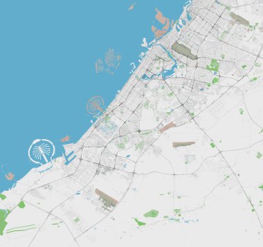 Dubai Birleşik Arap Emirliklerinin ayrıntılı vektör haritası