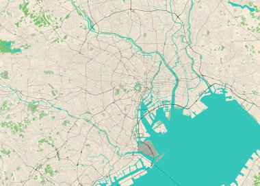 Tokyo, Japonya 'nın ayrıntılı vektör haritası