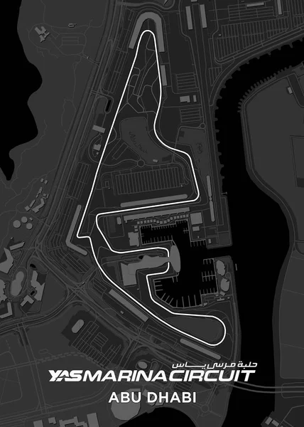 Formula One Racing Track Map Yas Marina Circuit Abu Dhabi — Stock Vector