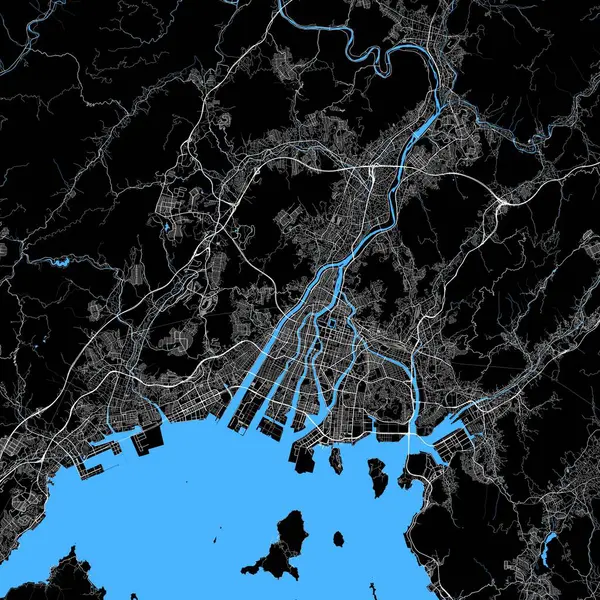 Cidade Mapa Hiroshima Japão — Vetor de Stock