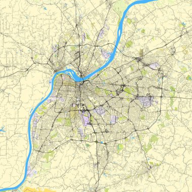 Louisville Haritası, Kentucky, ABD