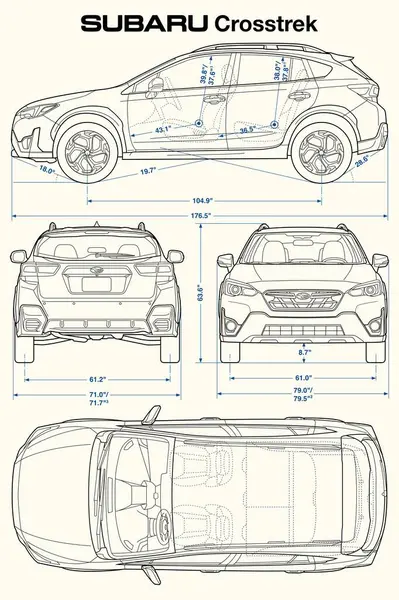 Subaru Crosstrek 2021 Car Blueprint — Vetor de Stock