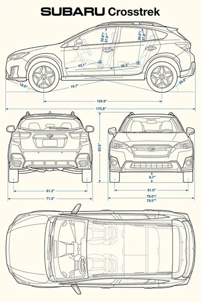 Subaru Crosstrek 2018 Carro Blueprint — Vetor de Stock