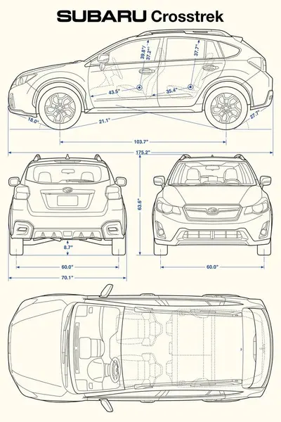 Subaru Crosstrek 2017 Carro Blueprint — Vetor de Stock