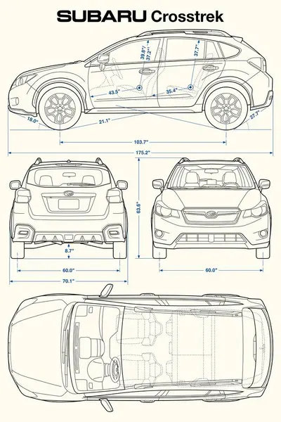 Subaru Crosstrek 2014 Car Blueprint — Vetor de Stock