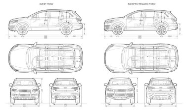 2007-2013 Audi Q7 araba planı