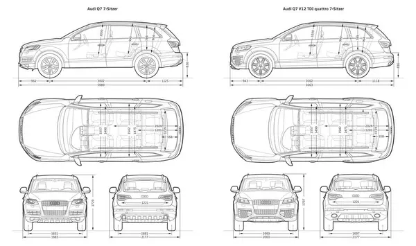 stock vector 2007-2013 Audi Q7 car blueprint