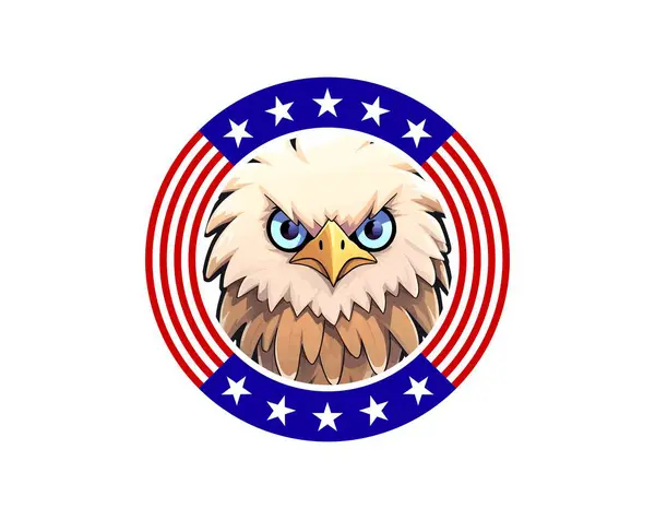 Yuvarlak Amerikan Bayrağı Amerikan Sembol Sanatıyla Kel Kartal