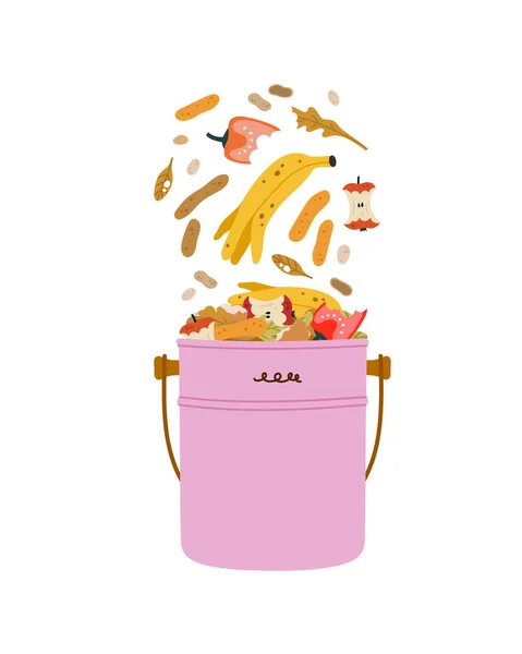 Composteur Cuisine Avec Déchets Organiques Recyclage Écologique Consommation Responsable Déchets — Image vectorielle