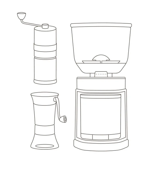 Ręcznie Rysowane Szlifierki Kawy Sztuka Linii Wektor Ilustracji Dla Kawiarni — Wektor stockowy