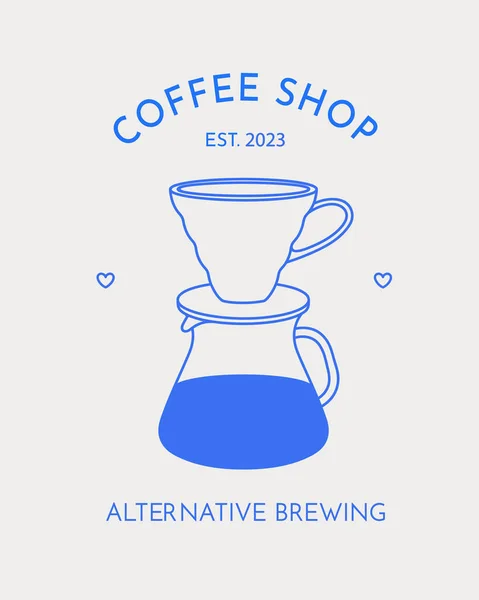 Seamless Pattern Aeropress Cup Line Art Retro Vector Illustration Coffee — Stock Vector