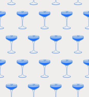 Kahve çekirdekli, kusursuz espresso martini karışımı. Çizgi sanatı, retro. Barlar, kafeler ve restoranlar için vektör illüstrasyonu.